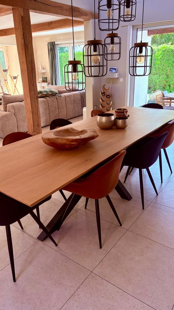 Op maat gemaakte massief houten tafel, Ophalen, 100 tot 150 cm, Eikenhout, 200 cm of meer