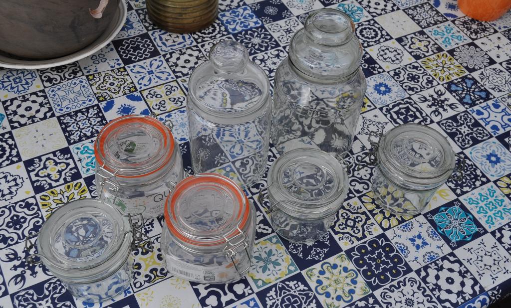 7 bocaux en verre pour la conservation d'aliments, Enlèvement, Comme neuf, Verre, Casserole, Bidon ou Boîte