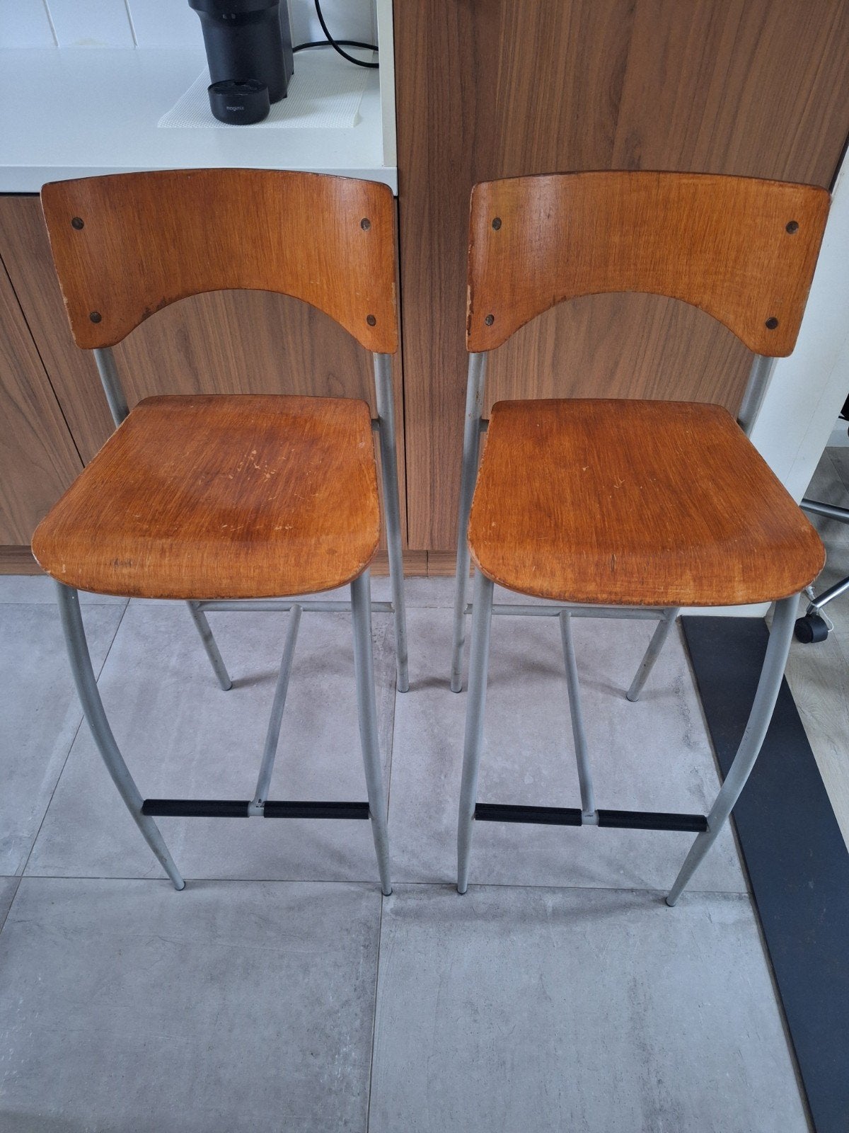 Vintage barkrukken, 2 krukken, Ophalen, Gebruikt, 60 tot 90 cm