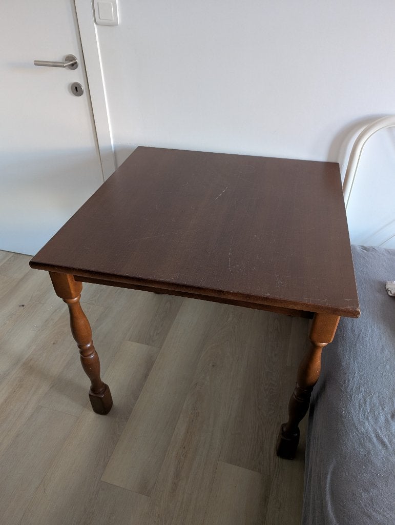 Vierkante houten tafel 80x80 cm, Ophalen, Gebruikt, 50 tot 100 cm, Vierkant