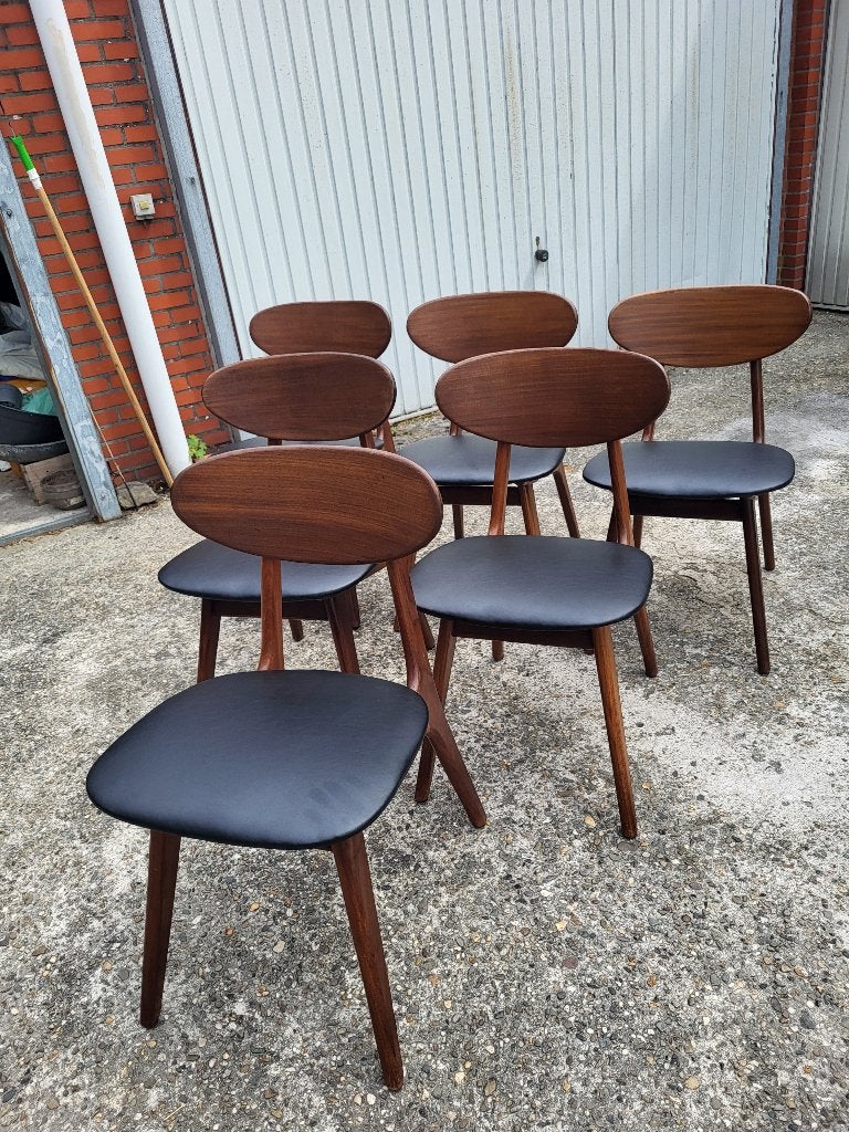Louis Van Teeffelen set van 6 vintage stoelen, Huis en Inrichting, Stoelen, Zwart, Vintage, Zo goed als nieuw, Vijf, Zes of meer stoelen