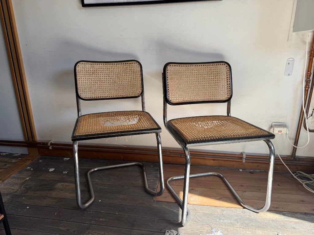 2x Marcel Breuer cesca (zitvlak te herstellen!), Huis en Inrichting, Ophalen, Gebruikt, Twee, Zwart