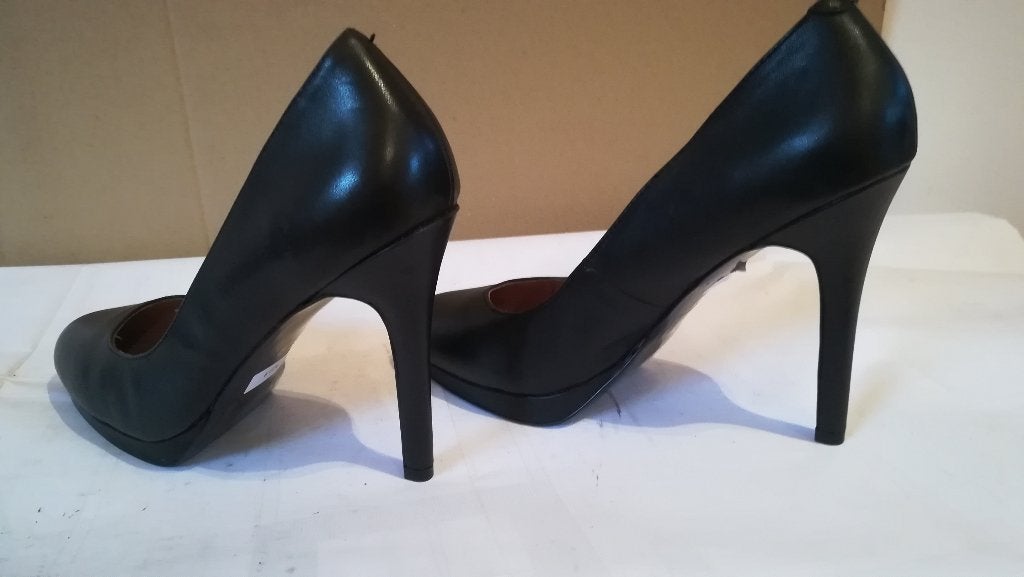 922A* 3 Suisses - sexy zwarte leren pumps met hoge hak (39), Pumps, Verzenden, 3 suisses, Zwart