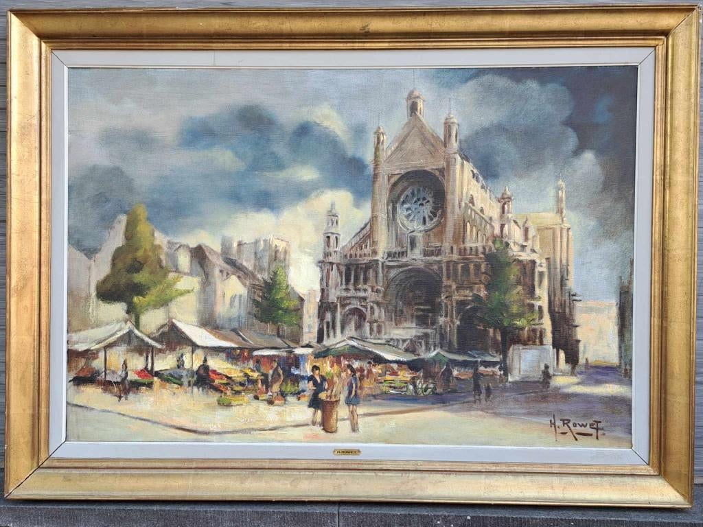 huile sur toile place st catherine signe henri rowet, Enlèvement