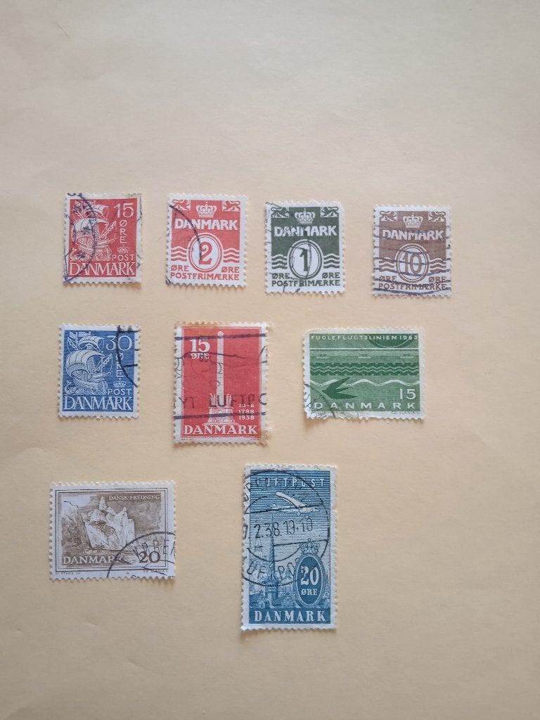 Lot de 9 timbres oblitérés du Danemark., Verzenden, Overige landen, Gestempeld