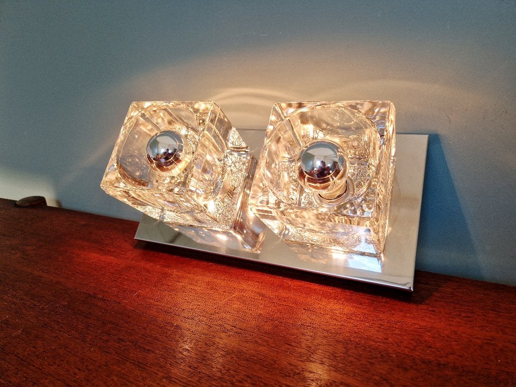 Ice Cube dubbele wandlamp, Peill & Putzler, 1970, Huis en Inrichting, Lampen | Wandlampen, LED, Peill & Putzler, Ophalen of Verzenden