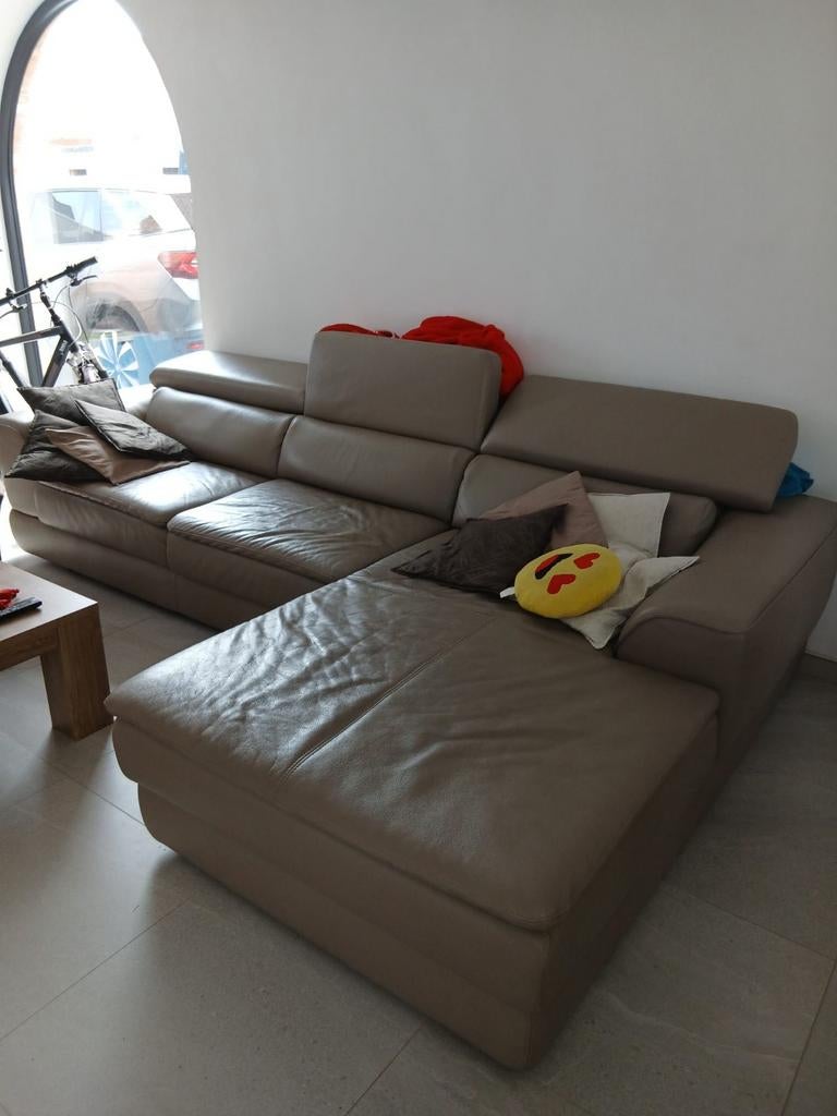 Chaise d'angle à vendre avec fauteuil inclinable électrique, Enlèvement, Utilisé, Quatre personnes ou plus, Cuir