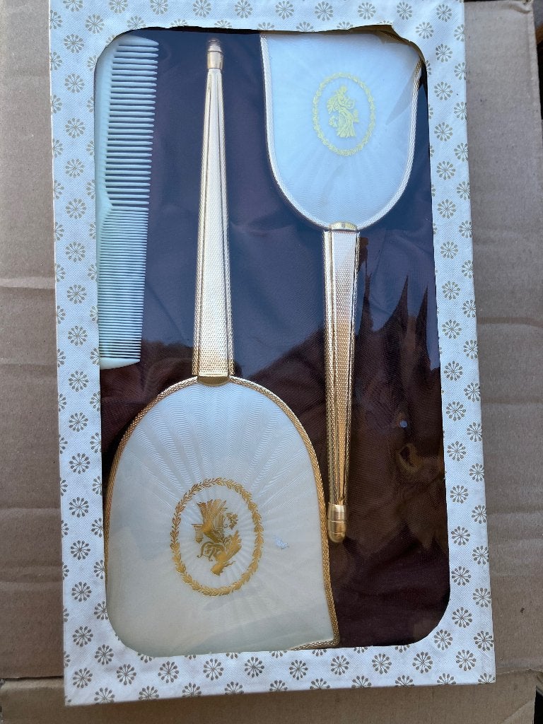 Vintage set kam, borstel, spiegeltje, Ophalen