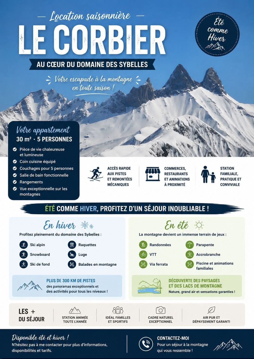 Appartement in Savoy in Le Corbier zomer en winter, Appartement