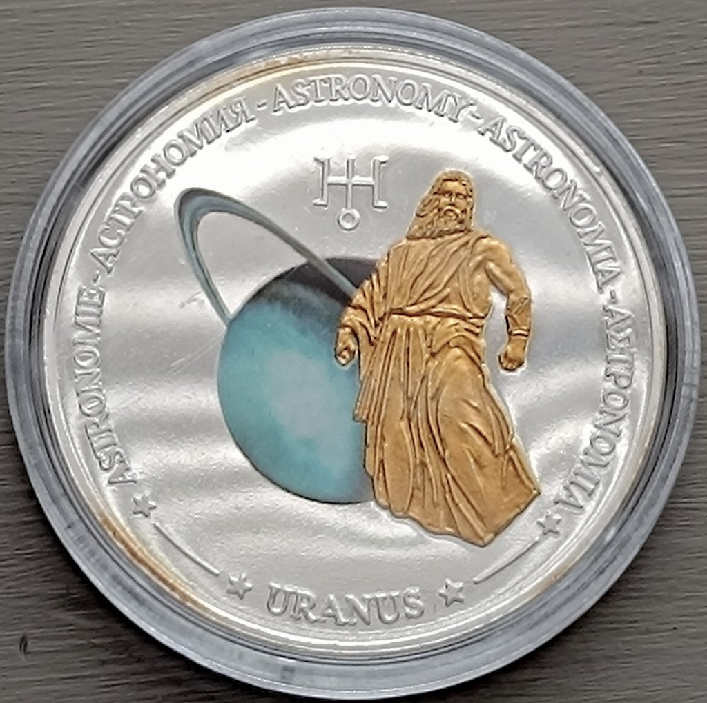 munt Fiji 1 dollar 2011 : Uranus :, 21g, ø 40mm, Postzegels en Munten, Ophalen of Verzenden, Zilver