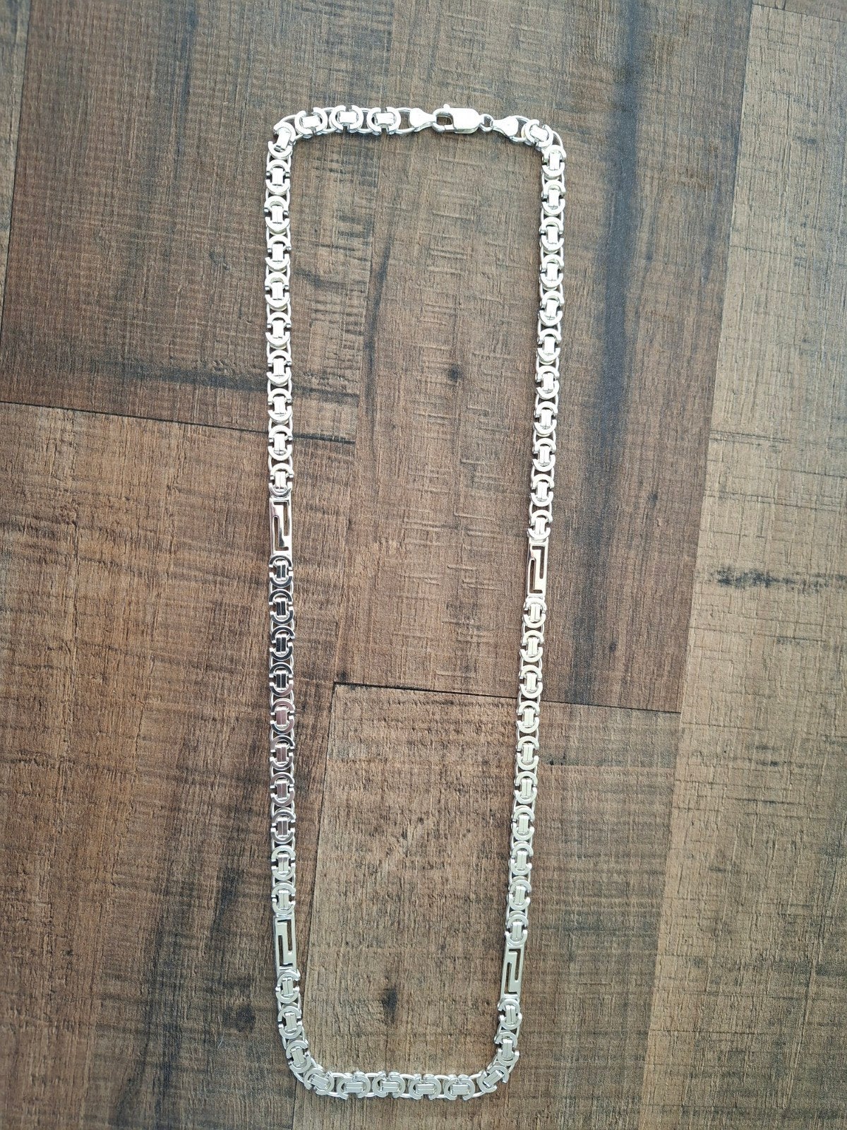 925 zilveren platfe koningsketting met plaatjes, Ophalen, Zilver, Zilver