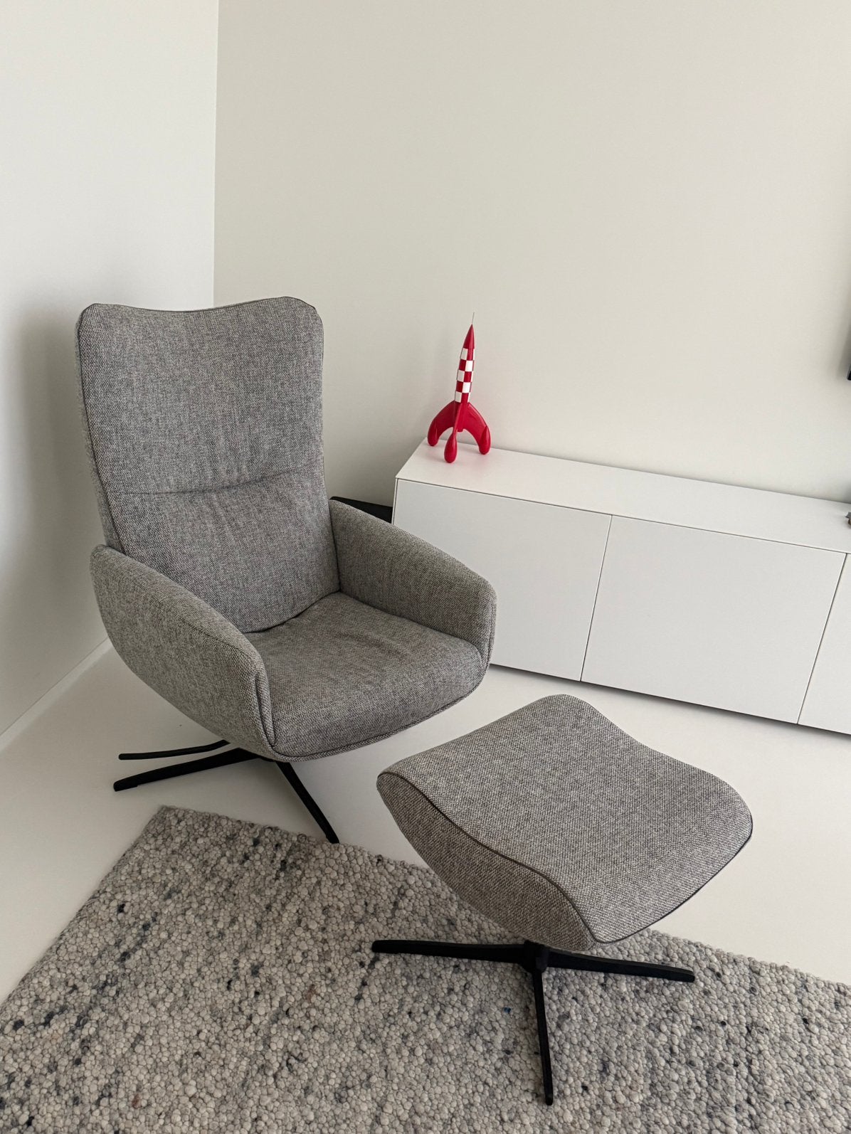 Jori design relaxzetel met hocker, Enlèvement, Comme neuf, Tissus