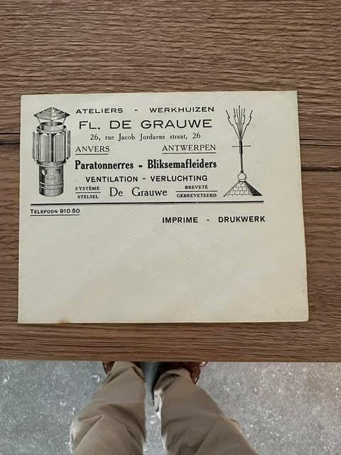 brief omslag ateliers werkhuizen Fl. De Grauwe Antwerpen, Postzegels en Munten, Ophalen, Brief