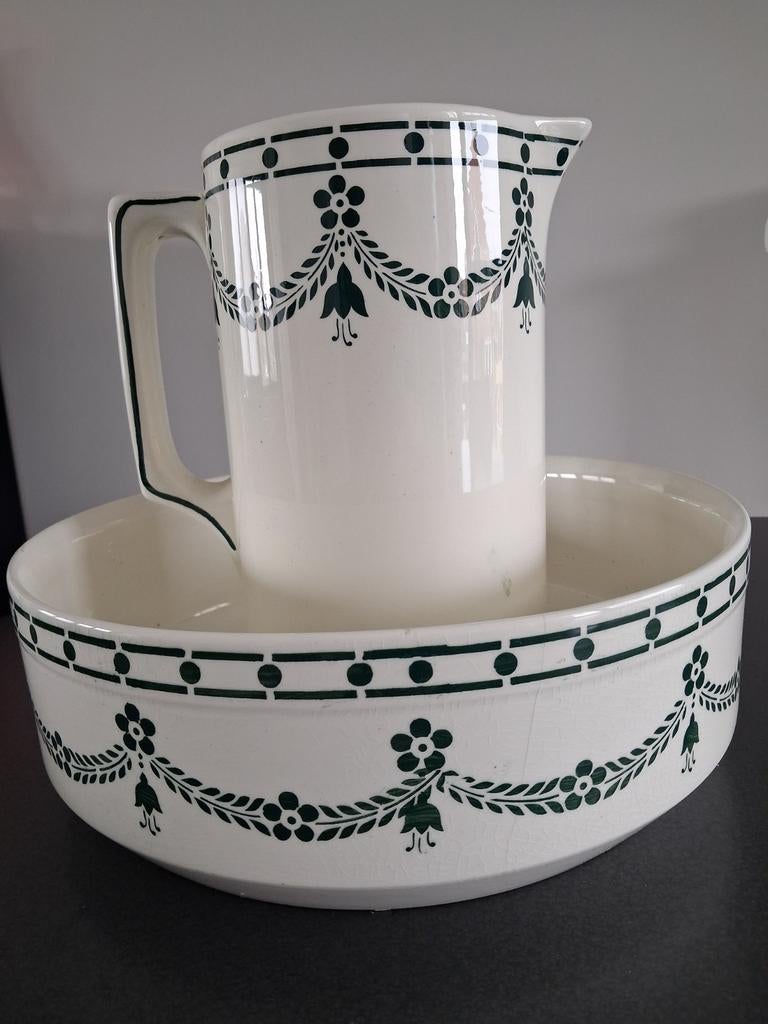 Decoratieve waskom en kan, Ophalen, Gebruikt, Groen, Overige typen