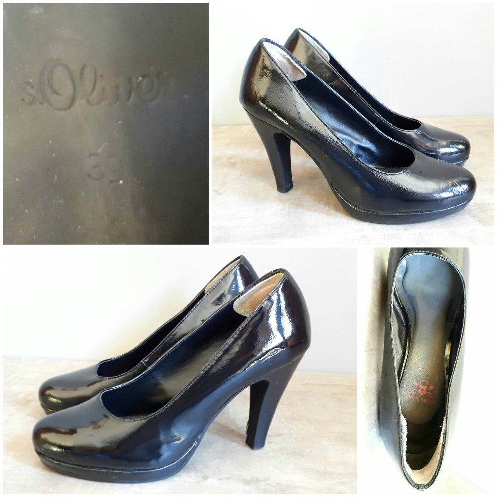 S Oliver pumps maat 39 lak zwart, Pumps, Zwart, S. Oliver, Ophalen of Verzenden
