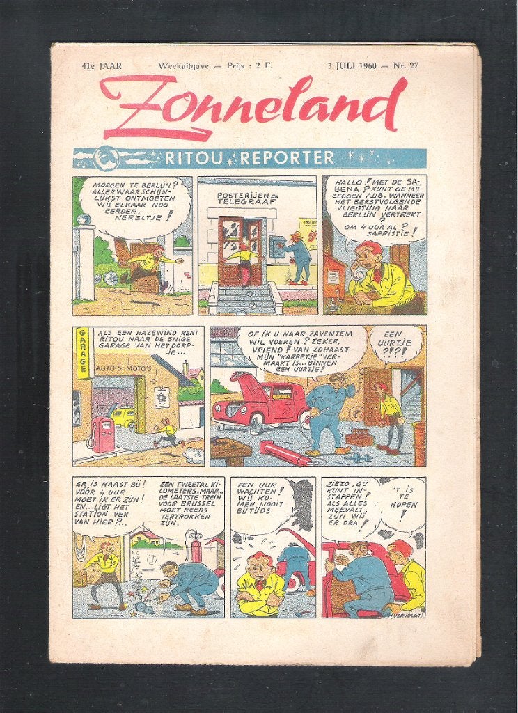 ZONNELAND 3 Juli 1960 Nr. 27  -  RITOU REPORTER, Enlèvement ou Envoi, Utilisé
