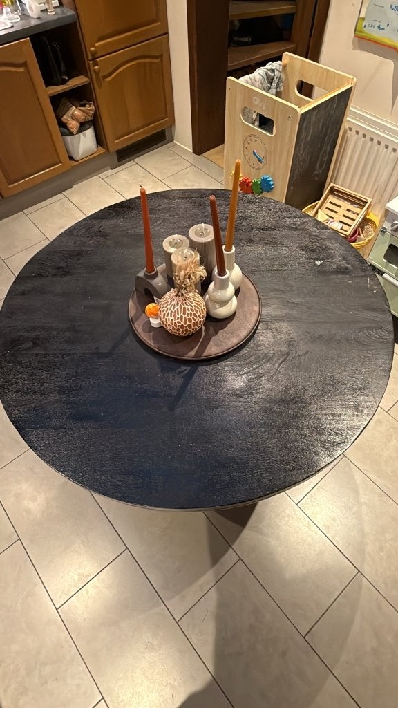tafel, Huis en Inrichting, Tafels | Eettafels, Ophalen, Gebruikt, Rond, Vijf personen of meer