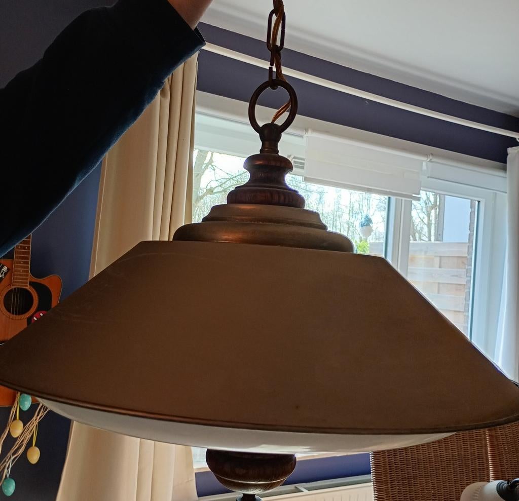 Robuuste Vintage Hanglamp / Luster – Retro Look, Ophalen, Hout