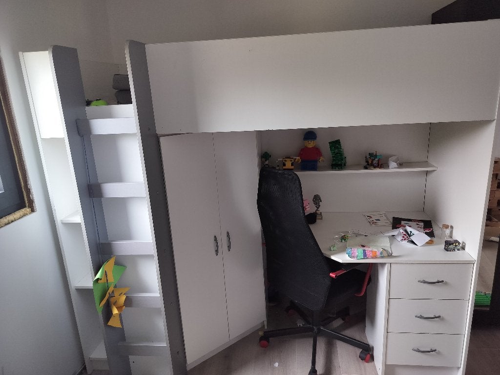Hoogslaper met bureau, Enfants & Bébés, Chambre d'enfant | Lits superposés & Lits mezzanines, Enlèvement, Utilisé, Lit mezzanine