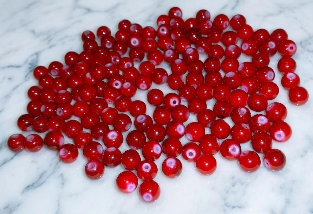 lot kralen rood marmer 8mm +- 145, Ophalen of Verzenden, Nieuw, Kraal