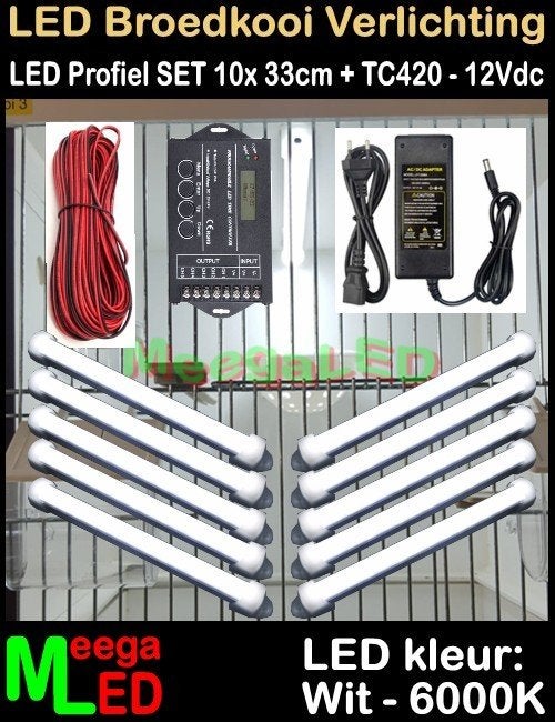 LED profiel strip TC420 SET 10x 33cm Broedkooi Kweekkooi, Ophalen of Verzenden, Nieuw, Aluminium, Broedkooi of Kweekkooi