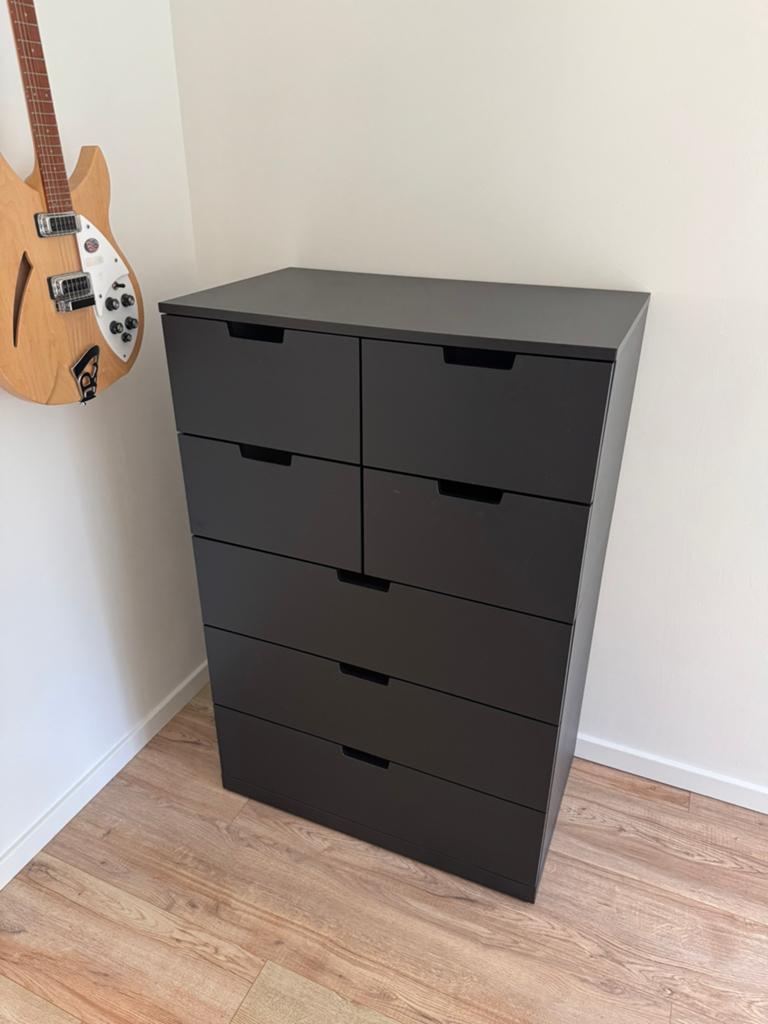 Nordli chest of 7 drawers, anthracite 80x122cm, Maison & Meubles, 25 à 50 cm, 5 tiroirs ou plus, Enlèvement, Utilisé