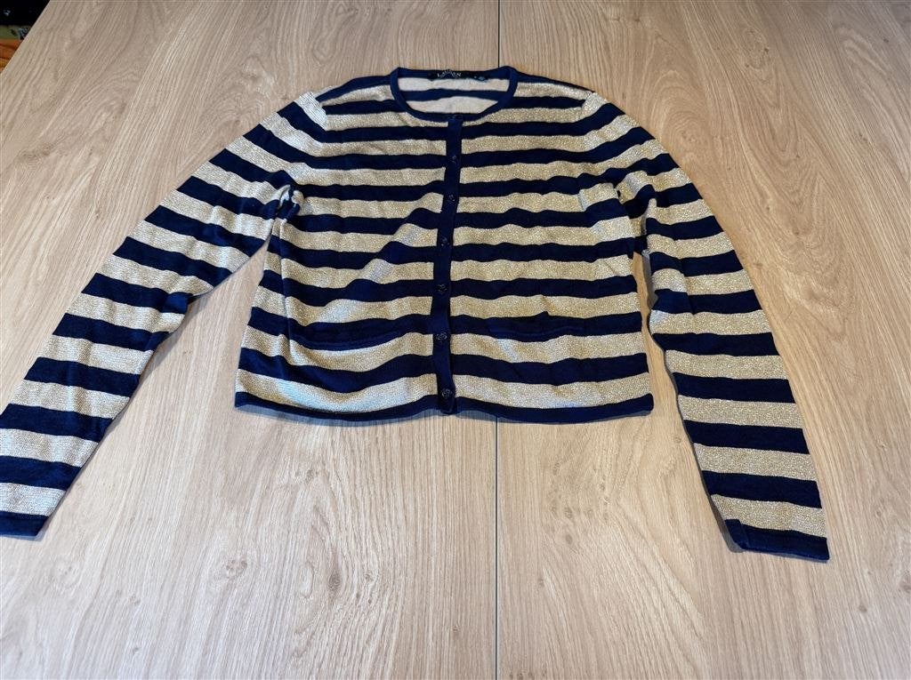 Lauren Ralph Lauren Navy Cardigan Gouden Strepen Maat M, Kleding | Dames, T-shirts, Ophalen of Verzenden, Zo goed als nieuw, Maat 38/40 (M)