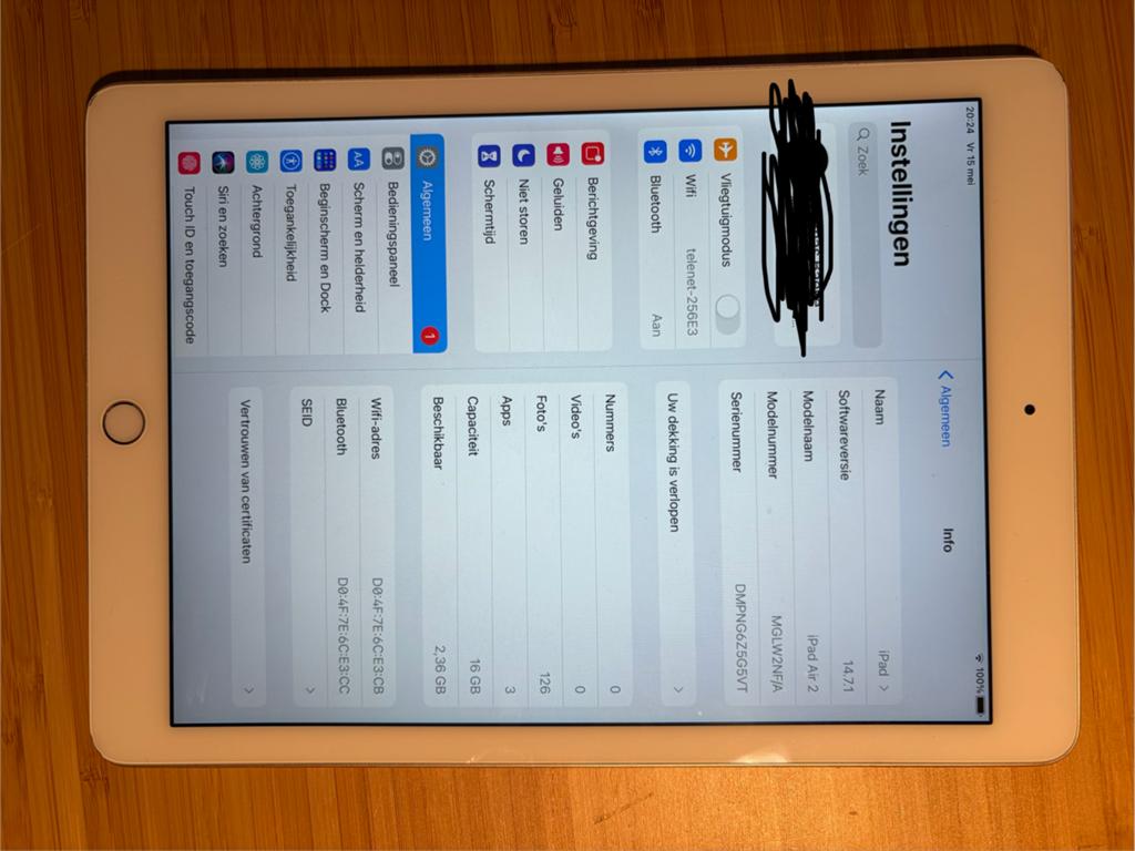 ipad air 2 16GB, Computers en Software, Apple iPads, Gebruikt, Apple iPad Air, Wi-Fi, 9 inch, 16 GB, Zilver, Ophalen
