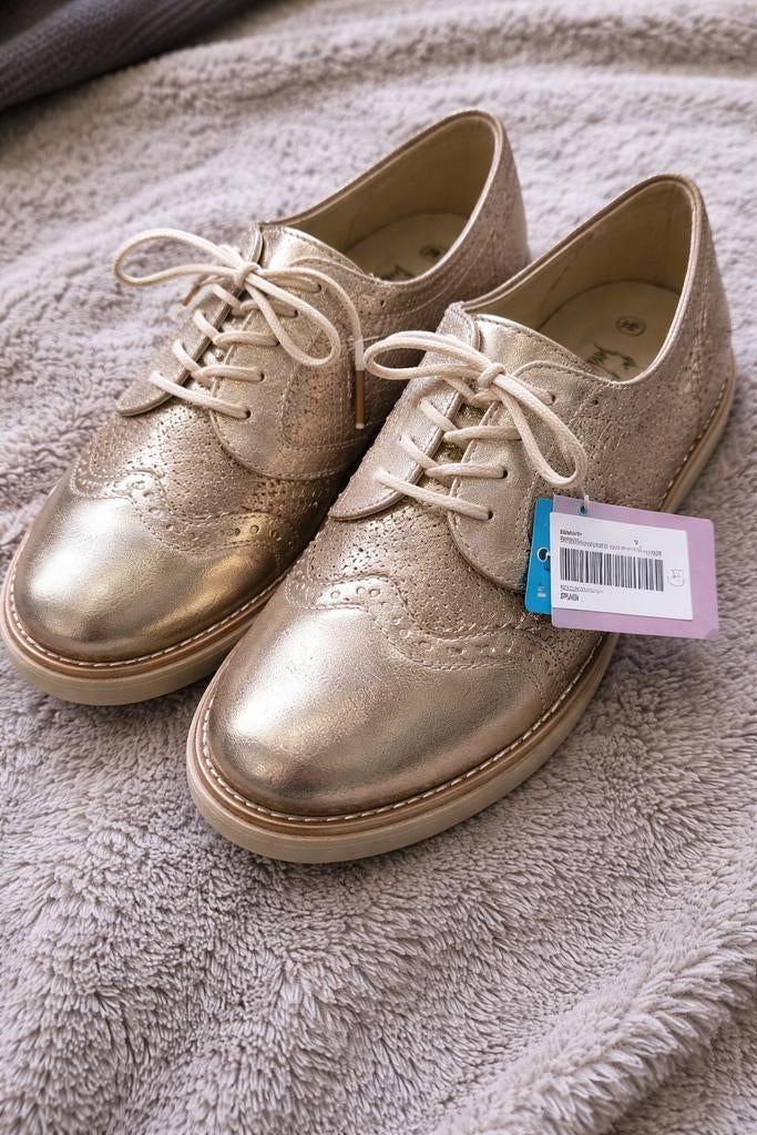 Derby dorées / champagne – Taille 37 – Élégantes & confort, Vêtements | Femmes, Neuf, Enlèvement ou Envoi, Beige, Autres types