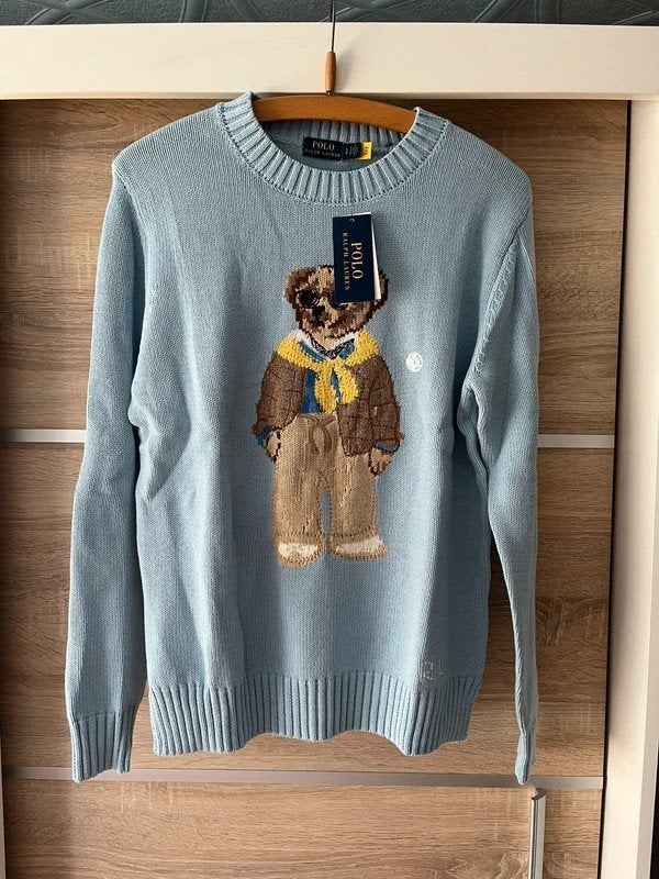 Lichtblauwe Polo Ralph Lauren Polo Bear trui, Kleding | Dames, Truien en Vesten, Ophalen of Verzenden, Maat 42/44 (L)