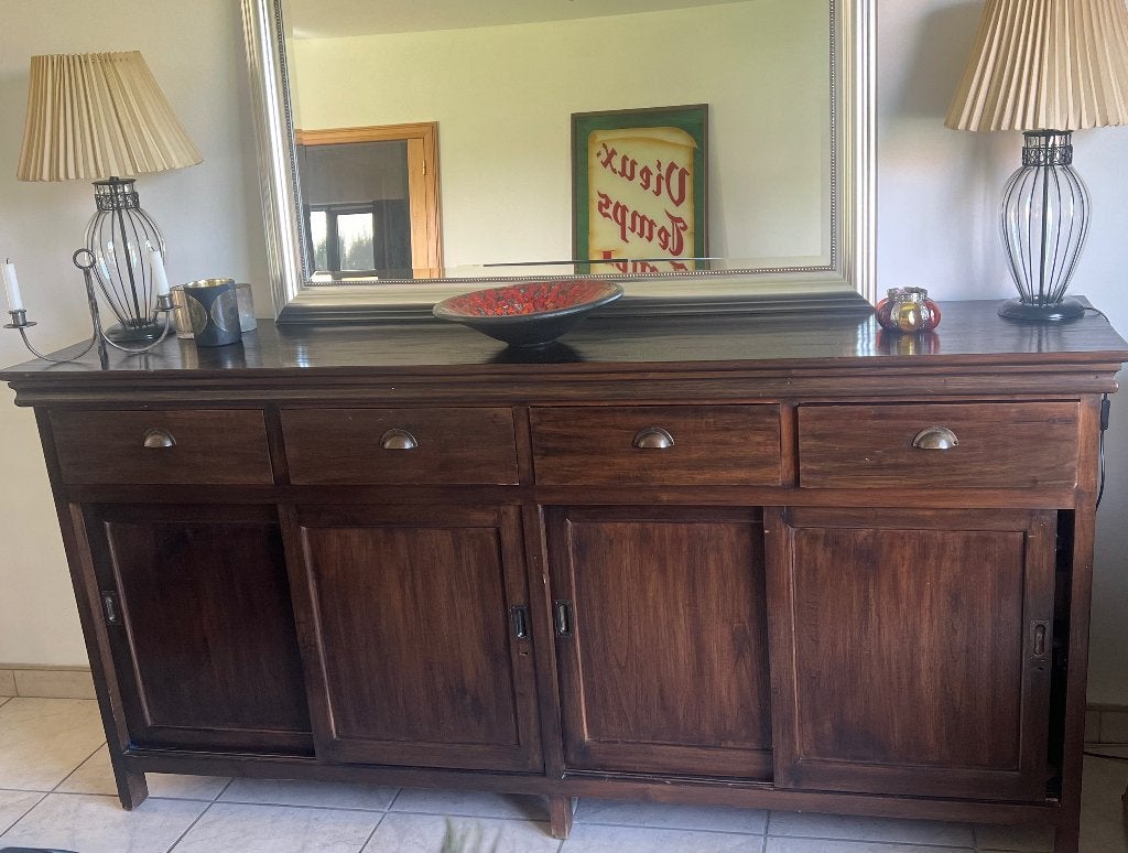 Dressoir zwart koloniale stijl, Ophalen, Gebruikt, Koloniaal, Met lade(s)