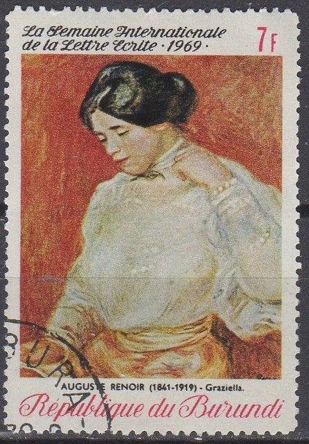 Burundi - 'Graziella' (1896) - Pierre Auguste Renoir - 1969, Ophalen of Verzenden, Gestempeld