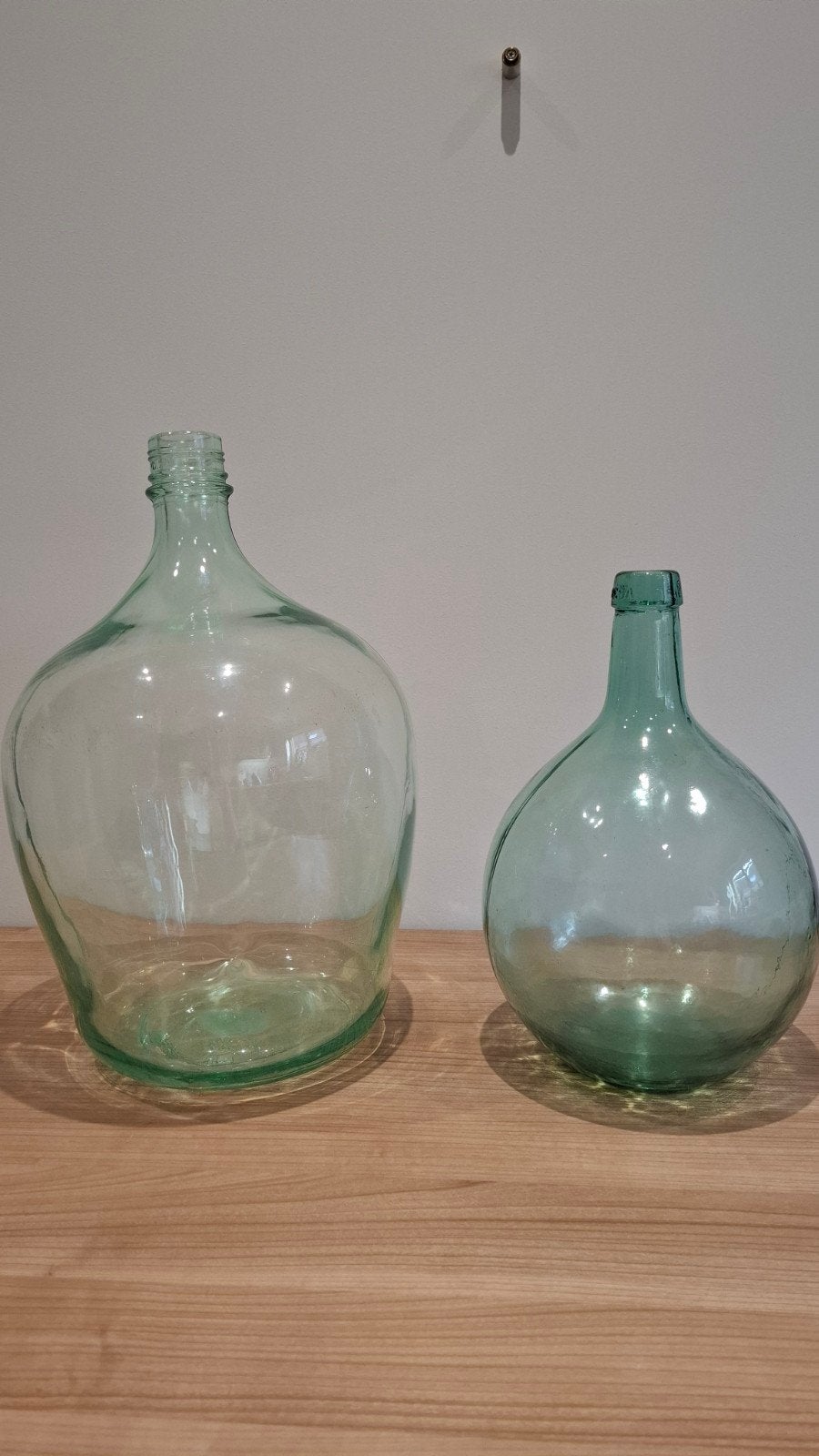 mooie ballonvazen  in groen glas, Ophalen, Geschikt voor droogbloemen, Groen, Glas