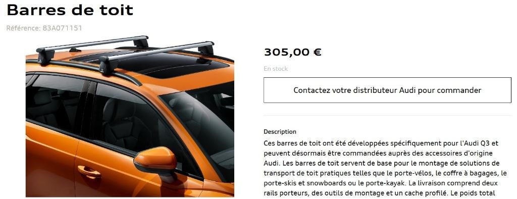 Barres de toit AUDI Q3 - Neuves !, Ophalen, Nieuw