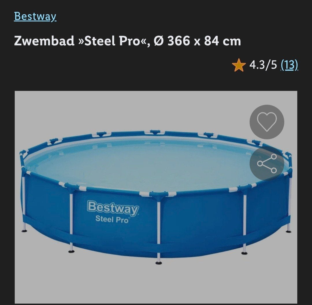Zwembad 366x 84, Ophalen, 80 tot 120 cm, Rond, Zo goed als nieuw