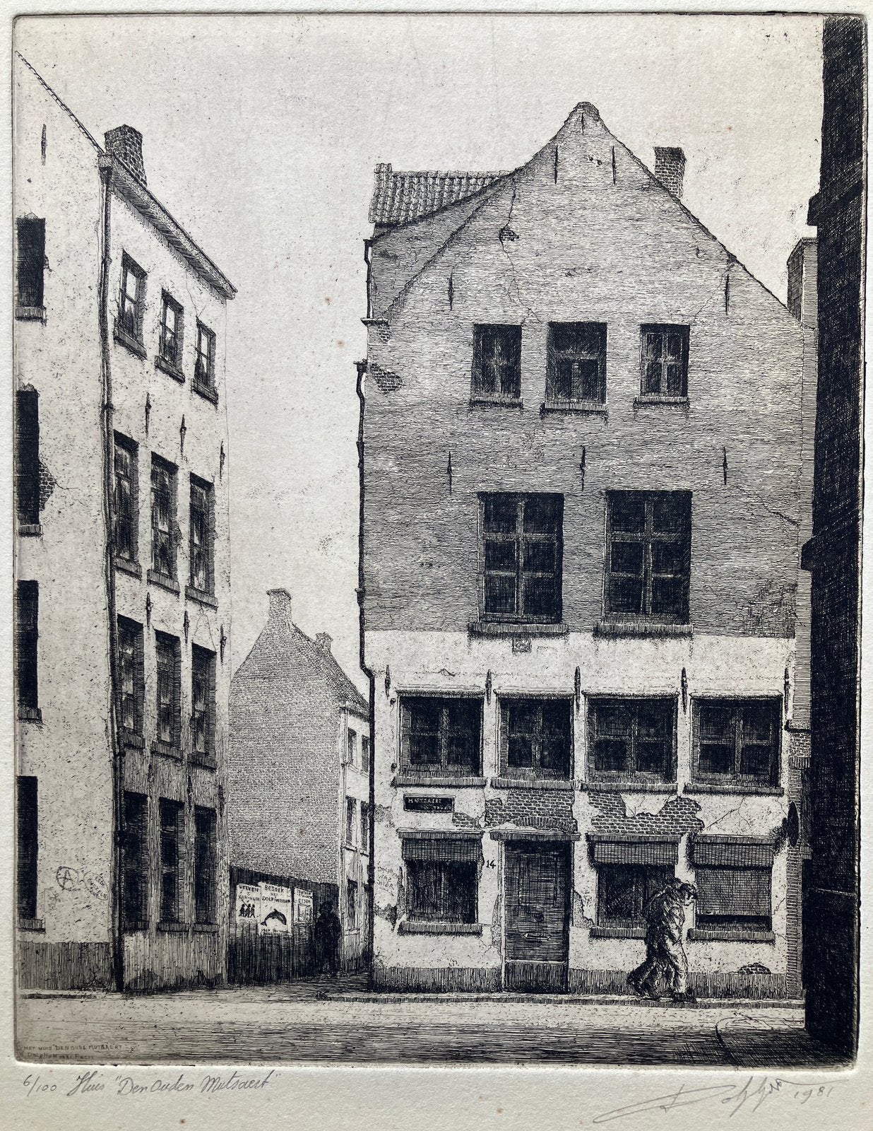 Ets Willem Dolpyn (1935-2016) Huis Den ouden Mutsaert, Antiek en Kunst, Kunst | Etsen en Gravures, Ophalen, Ets