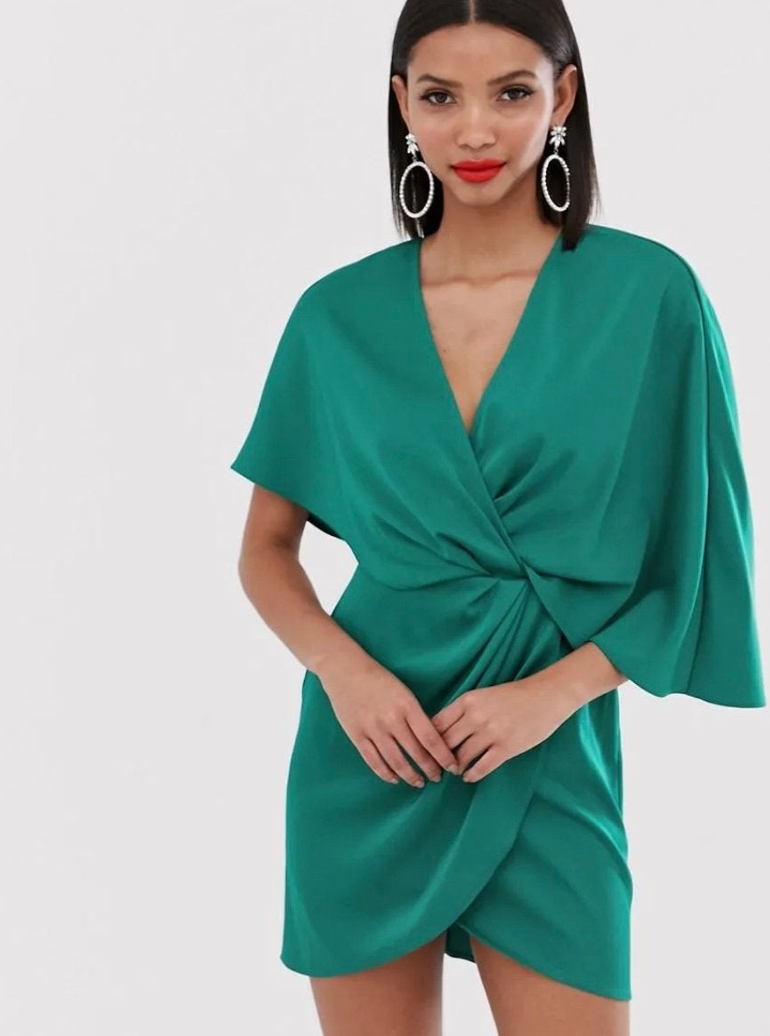 Nieuwe smaragdgroene kimono-jurk maat L Asos, Kleding | Dames, Gelegenheidskleding, Maat 38/40 (M), Nieuw, Cocktailjurk, Ophalen of Verzenden
