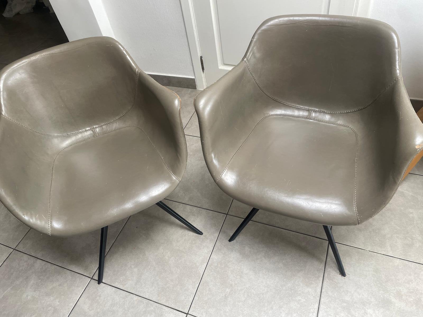 Designe stoelen echt leer, Ophalen, Zo goed als nieuw, Leer