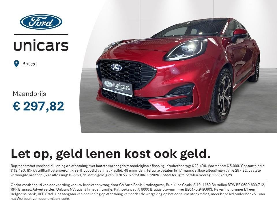 Ford Puma 1.0i Ecoboost MHEV 92kW Aut. ST-Line, Auto's, Ford, Parkeersensor, Stof, https://public.car-pass.be/vhr/4969ac2a-9e17-48e5-ae88-4517066e19d0
