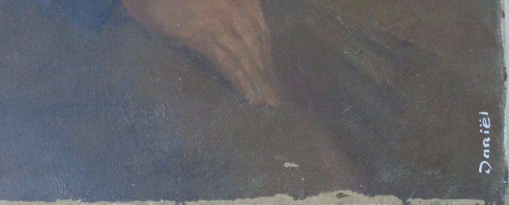 DANIEL GHIJS / MANSPORTRET / OLIEVERF / 100x70cm / CHASSIS, Antiquités & Art, Portrait ou Personnes, Peinture à l'huile, Expressionniste