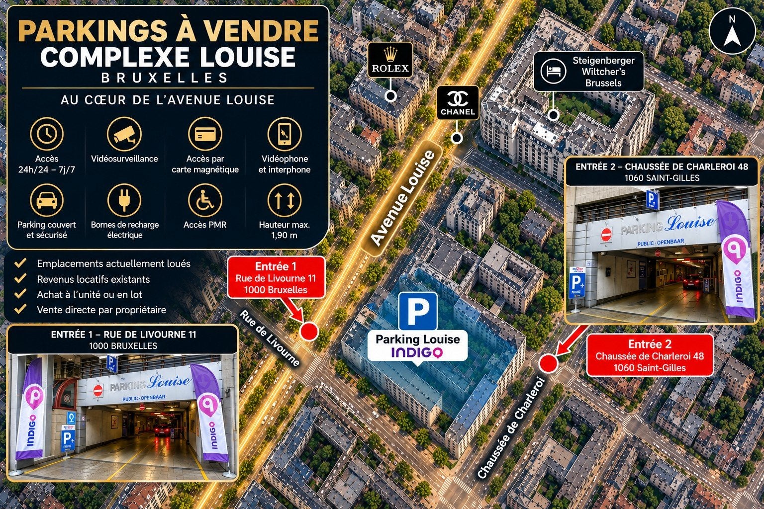 PARKINGS À VENDRE – COMPLEXE LOUISE – BRUXELLES, Bruxelles