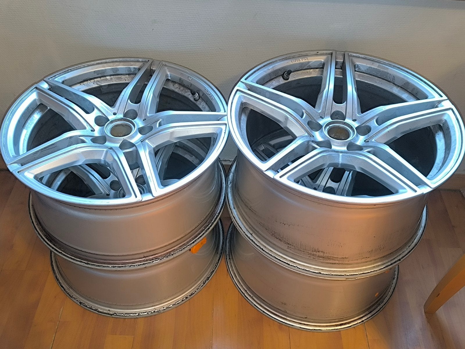 BORBET XRT 8018/9018 ALU VELGEN 18 INCH MET 4 TPMS SENSOREN, Auto-onderdelen, Banden en Velgen, Ophalen, 18 inch, Gebruikt, Velg(en)