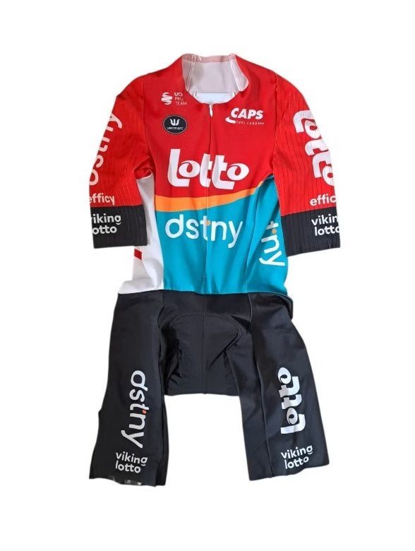 Wielertrui Lotto Dstny 2023, Vélos & Vélomoteurs, Enlèvement ou Envoi, Utilisé, Hommes, Vermarc