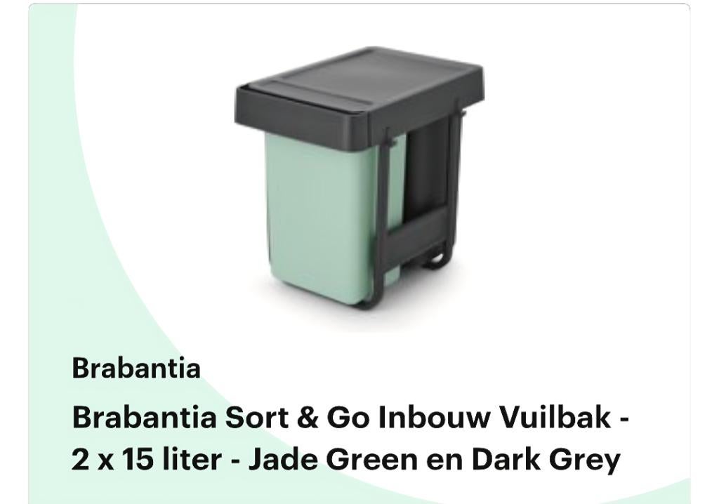 Brabantia duo vuilbak 2x15l, Maison & Meubles, Accessoires pour la Maison | Poubelles, Enlèvement ou Envoi, Neuf, Synthétique