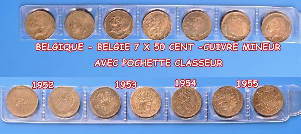 BELGIQUE- belgie duo 50CENTS-MINEUR CUIVRE AVEC PLASTIQUE, Enlèvement ou Envoi, Belgique