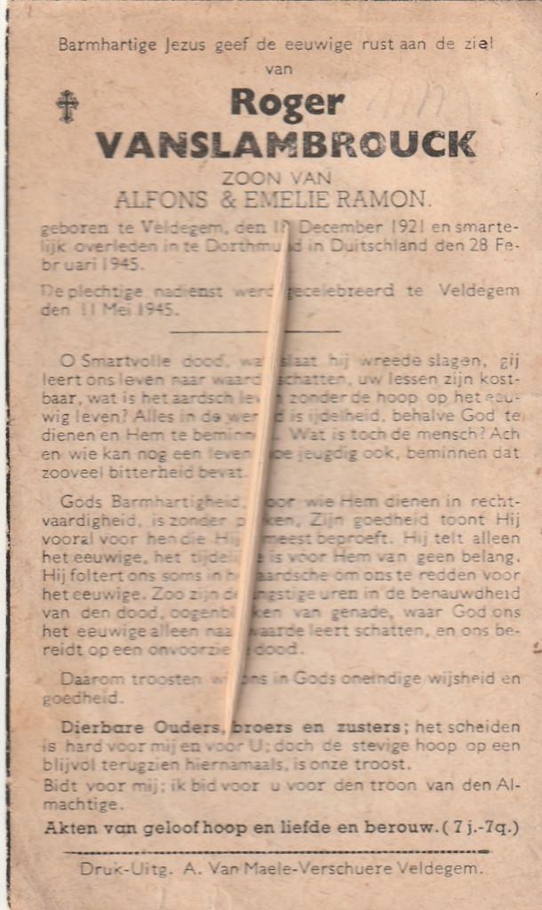 Oorlogsslachtoffer 1940-45, Verzenden