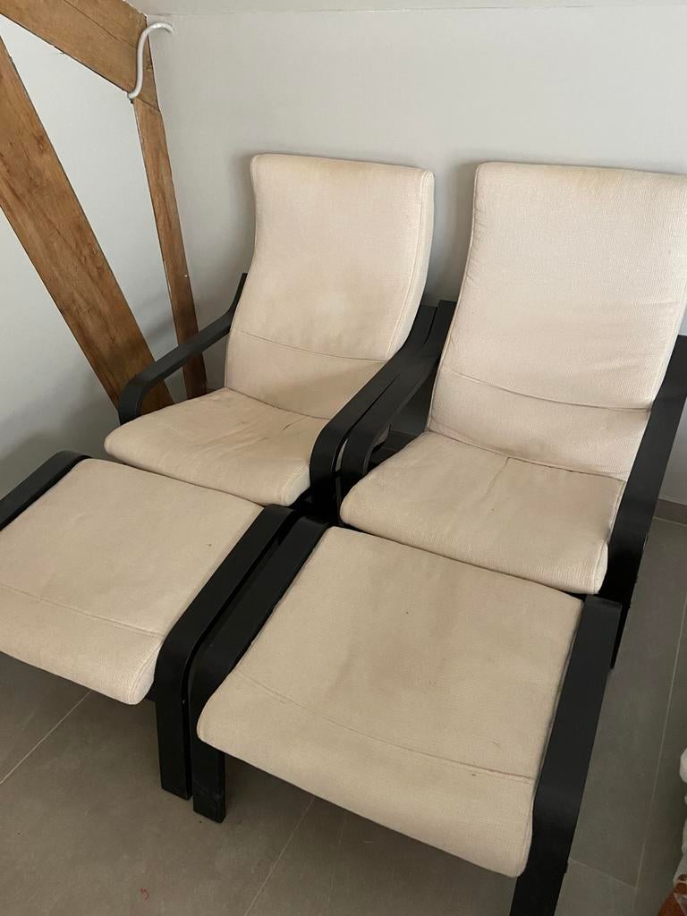 Loungestoelen met poef, Ophalen, Zo goed als nieuw, Twee
