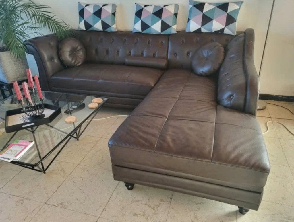 Zeer mooie hoekbank in goede staat - Chesterfield Stijl, 150 cm ou plus, Banc d'angle, Chesterfield, Comme neuf