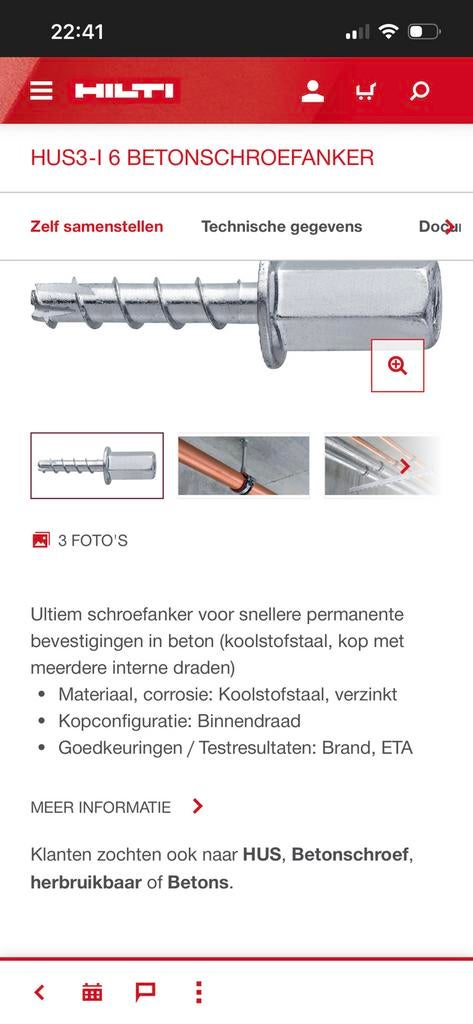 Nouvelle vis d'ancrage à béton Hilti hus m8m10, Enlèvement, Comme neuf