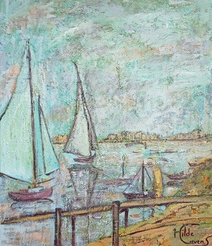 Kunsthandel Gennep - "Sailing", Antiquités & Art, Art | Peinture | Moderne, Enlèvement ou Envoi, Signé, Peinture à l'huile